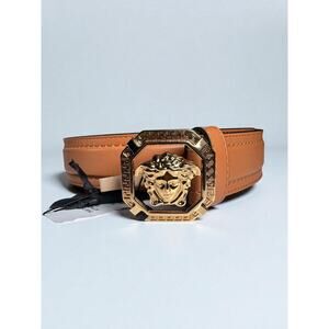 NWT Versace Medusa Buckle Belt Tan Leather Authentic Size 110/44 Retail $595
